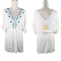 Kona Sol Coverup M White Turquoise V-Neck New - £23.18 GBP