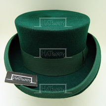 HATsanity Unisex Retro Wool Felt Formal Tuxedo Coachman Hat #3 Green - £39.96 GBP