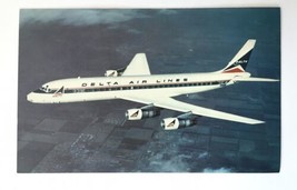 Delta Airlines Douglas DC-8 FanJet Aircraft Plane Chrome Postcard Vtg Unposted - £3.13 GBP