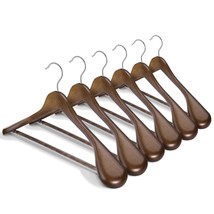 Wide Shoulder Wooden Hangers, Suit Hangers With Non Slip Pants Bar, Smoo... - £47.71 GBP