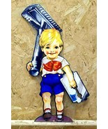 BARBER SHOP home decor POLE AD Sign HUGE 24&quot; razor Fat Boy shave salon h... - $71.28