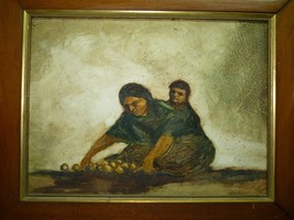 Vintage Signed Mexican Oil Painting, Fernando Melena Nunez, Mother and Child, 29 - £240.38 GBP