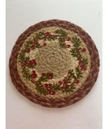 New A Braided Jute Placemat 10&quot; Round Features a Cranberry Design by Ear... - $166.84 MXN