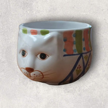 Vtg Hand Painted Cat Cup Mug Terracotta Coffee Tea Cat Collection Lady - $16.80