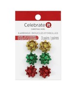 Gold Green &amp; Red Christmas Bow Earrings by Celebrate It Michaels - $15.83