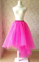 Pink High-low Tulle Skirt Custom Plus Size Women Ruffle Tulle Maxi Skirt image 6