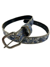 Vintage 90s Blue Sparkly Glittery Lace Beaded Belt Womens Size Medium Retro - $14.85