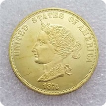 Rare Antique United States American 1874 Ten Dollars Golden Color Coin - £21.93 GBP