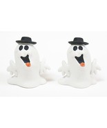 VINTAGE LOT OF 2 HALLOWEEN GHOST PAIR WITH BLACK HAT PORCELAIN FIGURINE ... - $15.83