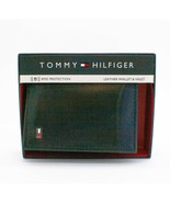 Tommy Hilfiger Men&#39;s Leather Credit Card Wallet Trifold Black Blue 31HP1... - $28.01