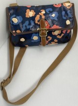 Fossil Key-Per Navy Blue  Floral Coated Canvas Keyper Crossbody Handbag  - $18.22