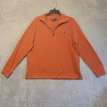 Polo Ralph Lauren Sweater Mens Large Mid Weight Quarter Zip Pullover Orange - $18.51