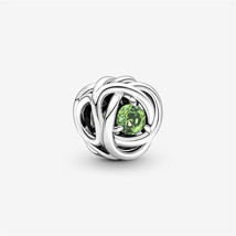 S925 Silver August Birthstone Eternity Circle Charm,Fit Pandora Bracelet - $15.99