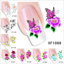 Nail Art Water Transfer Stickers Flower Butterfly Decals Tips Decoration - £2.35 GBP