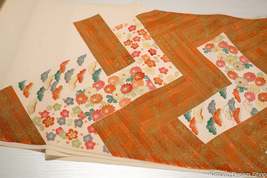 Retro Geometric &amp; Floral Pattern Silk Fabric Bolt - Heavy Staining so Di... - £55.15 GBP