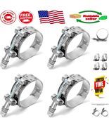 2&quot; T-Bolt Hose Clamp, Stainless Steel, 58mm-65mm Range, 4 Pack Durable S... - $22.57 CAD