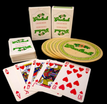 Vtg Grolsch Beer Poker Bridge Playing Cards 2 Decks &amp; 6 Coasters Brewriana  - £6.17 GBP