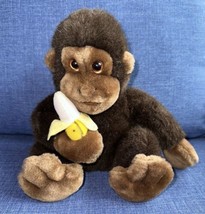 Vintage 1986 Brown Plush Gorilla Banana Monkey Ape 9&quot; Stuffed Animal Toy - £14.65 GBP
