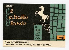 Motel El Caballo Blanco Luggage Label Madrid Spain - $9.90