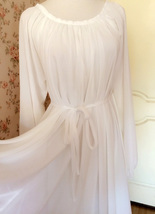 WHITE Chiffon Maxi Dress Women Loose Fit long sleeve Plus Size Maternity Dress image 6