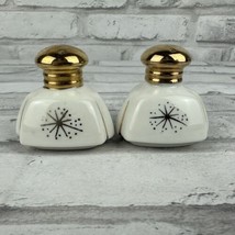 Ucagco Retro Atomic Starburst Ceramic Salt Pepper Shakers 2 in White Gold - $14.21