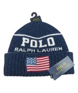 Polo Ralph Lauren Intarsia Knit USA Flag Beanie One Size Navy NEW - £51.86 GBP