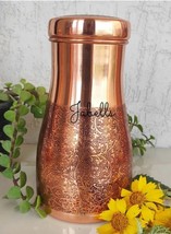 Pure Copper Embossed Design Bedroom Water Bottle with Inbuilt Glass, Health Bene - £33.76 GBP