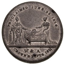 1831 Grand Bretagne William &amp; Adelaide Couronnement Laiton Médaille B399... - $49.50