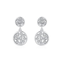 Ailmay Genuine 925 Silver Fashion Dazzling Clear CZ Round Drop Earrings Wedding  - £17.91 GBP