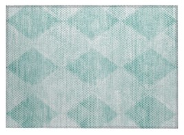 2&#39; X 3&#39; Teal Geometric Washable Non Skid Indoor Outdoor Area Rug - $1,136.07 MXN