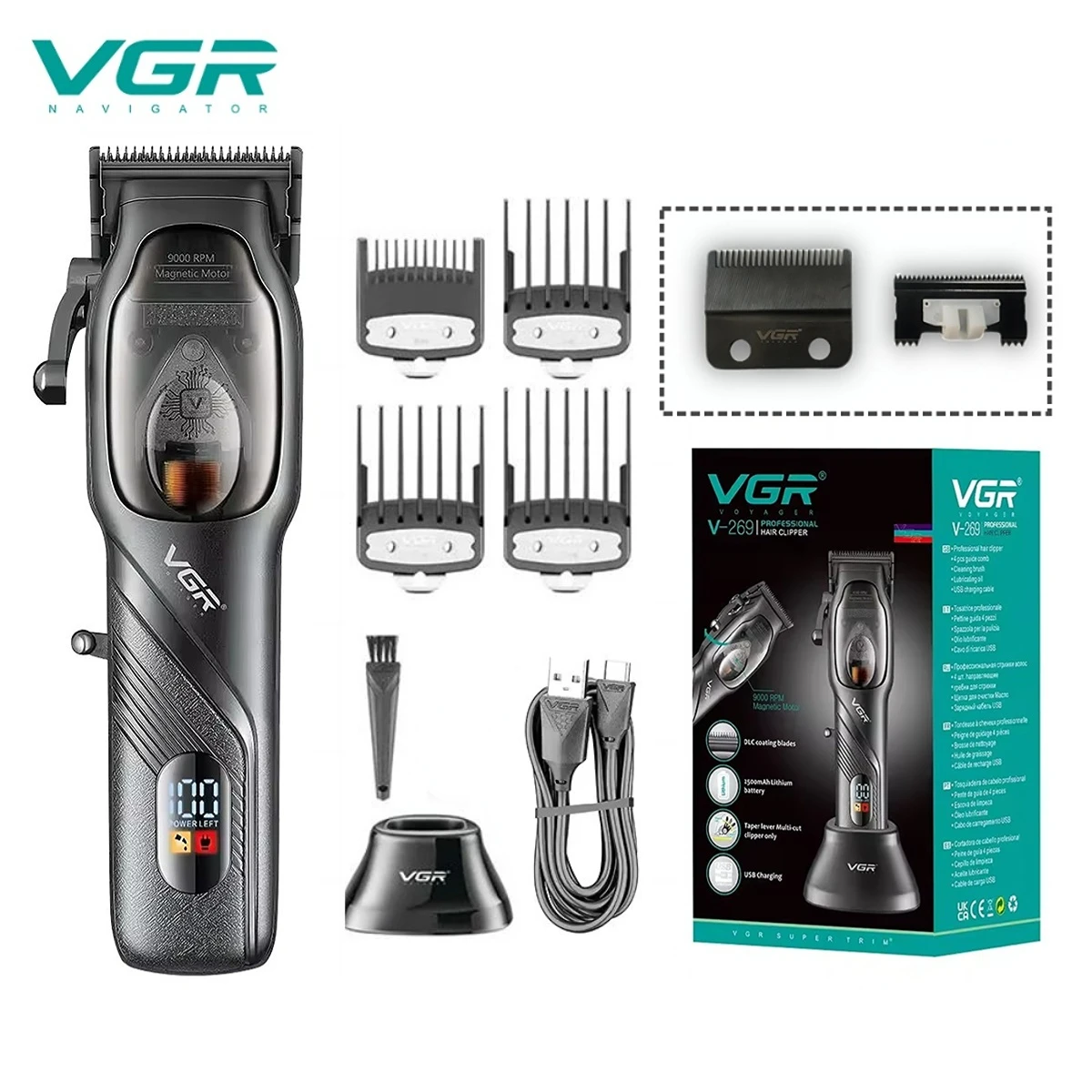 VGR Hair Clipper Professional Cordless Barber Trimmer Adjustable Portable - £33.13 GBP+