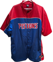 Detroit Pistons NBA Vintage 90s Nike Sewn Red Blue Buttons Shooting Warmup 2XL - £54.58 GBP