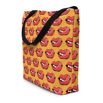 Pop Art Lips Yellow Design Beach Bag - £25.67 GBP