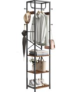 Elyken Coat Rack Freestanding, Hall Tree With 3 Storage Shelves, Rustic ... - $83.50 CAD