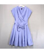 New Directions Lavender Fit &amp; Flare Wrap Dress Sz 10 Textured Satin Plea... - €27,31 EUR