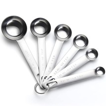 Measuring Spoons, 6 Piece Measuring Spoons Set Stainless Steel Round Heavy Duty  - £12.78 GBP