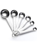 Measuring Spoons, 6 Piece Measuring Spoons Set Stainless Steel Round Hea... - £11.26 GBP