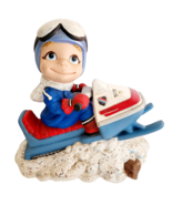 1960s Atlantic Mold Smiley Boy Snowmobile Ceramic Figure Maine 6263 INVCAB - $1,326.63 MXN