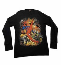 Mad Engine Spiderman shirt Mens size Xl Black waffle knit crew neck Sini... - £19.11 GBP