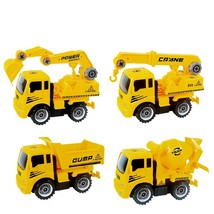 Take-A-Part Friction Powered Construction Trucks With Crane, Excavator, Mixer, D - £32.69 GBP
