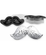 Set of 2 Leak-Free, Slow-Melting Novelty Mustache Ice Silicone Sealed Li... - $12.86