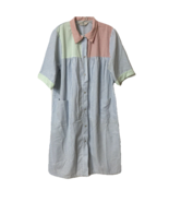Vintage Orvis Seersucker Robe Sz M House Dress Patchwork Button Snap Lou... - $35.50 CAD