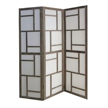 HomeRoots 342742 67 x 1.5 x 50 in. Gray Fabric &amp; Wood Screen with 3 Panel - £357.73 GBP
