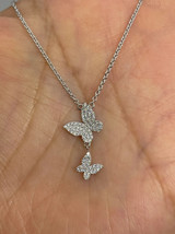 2Ct Round Lab-Created Diamond Butterfly Necklace 14k White Gold Plated Silver - £112.46 GBP