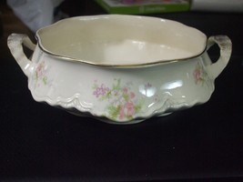 Homer Laughlin 1945 Pink Roses &amp; Purple Flowers Design Serving Bowl with... - £25.42 GBP