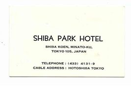 Shiba Park Hotel Business Card Tokyo Japan Map - $11.88