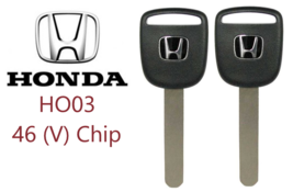 Set of 2 Ho03 Transponder (V) 46 Chip Key for Honda 2003-2017 Models - £13.39 GBP