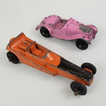 (2) Vintage Tootsietoy Diecast Cars Orange Wedge Dragster & Pink MG Made in USA - $7.99