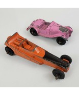 (2) Vintage Tootsietoy Diecast Cars Orange Wedge Dragster &amp; Pink MG Made... - £6.24 GBP