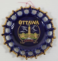 I) Vintage Ottawa Canada Boat Wheel Souvenir Blue Hanging Decorative Wal... - $7.91